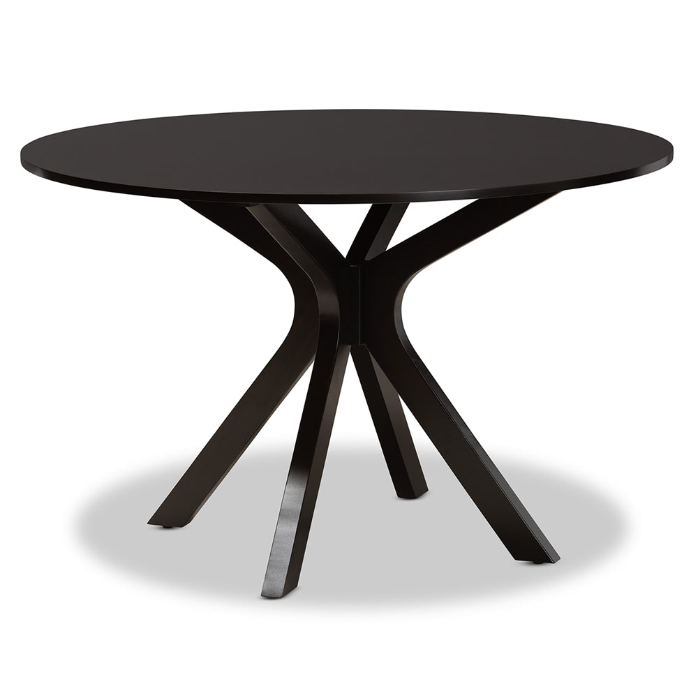Kenji Modern and Contemporary Dark Brown Finished 45-Inch-Wide Round Wood Dining Table