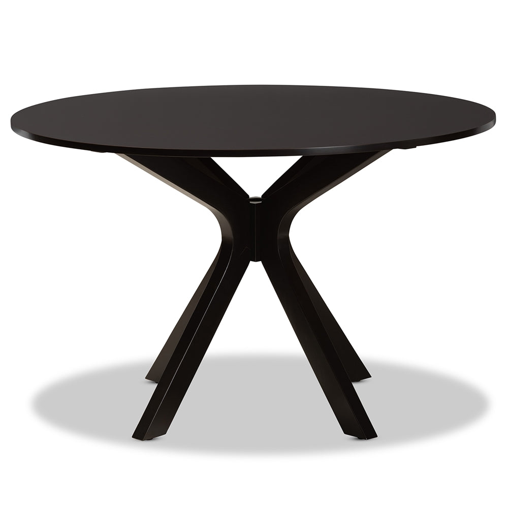 Kenji Modern and Contemporary Dark Brown Finished 45-Inch-Wide Round Wood Dining Table