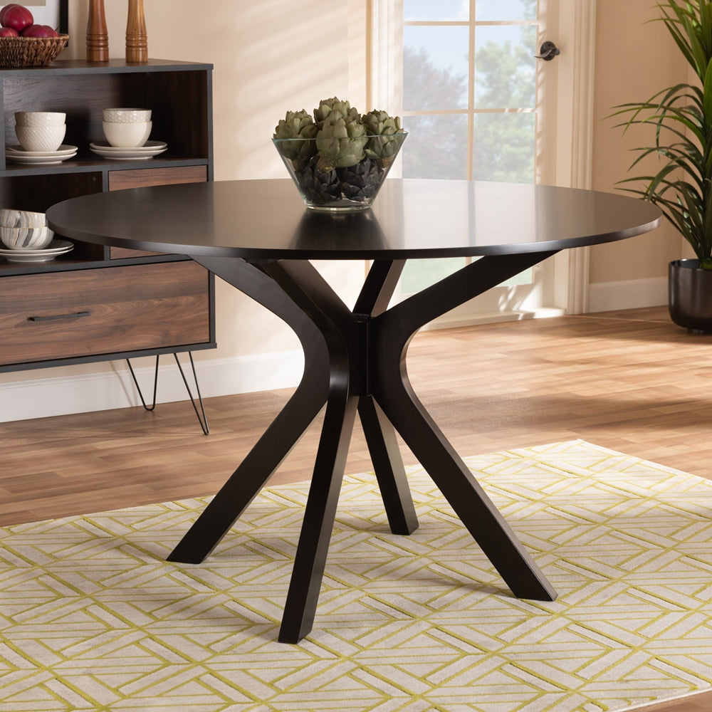 Kenji Modern and Contemporary Dark Brown Finished 45-Inch-Wide Round Wood Dining Table
