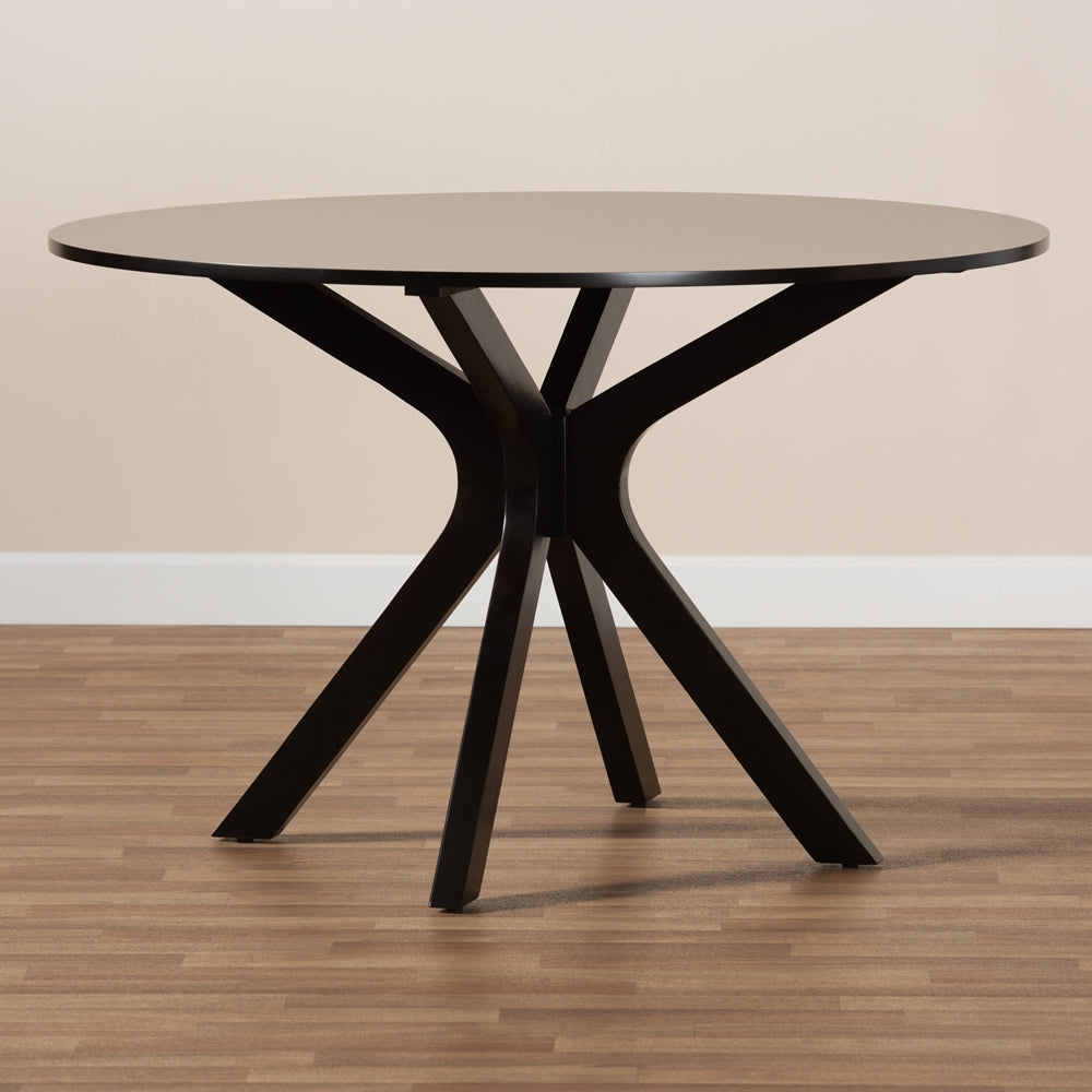 Kenji Modern and Contemporary Dark Brown Finished 45-Inch-Wide Round Wood Dining Table