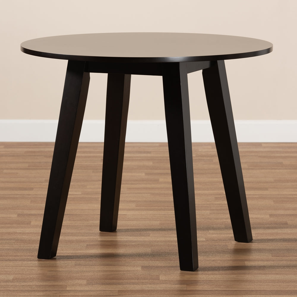 Ela Modern and Contemporary Dark Brown Finished 35-Inch-Wide Round Wood Dining Table
