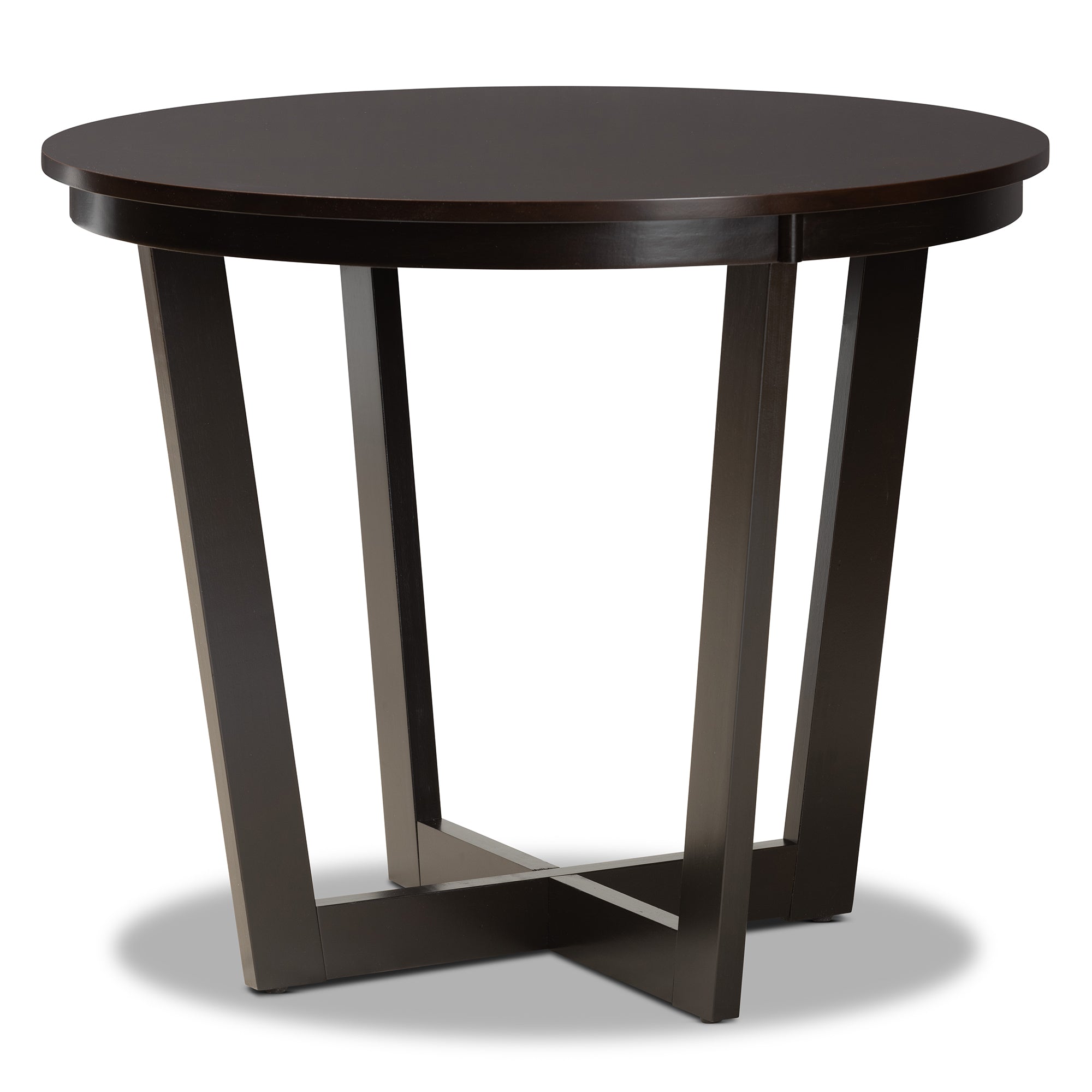 Baxton Studio Alayna Modern and Contemporary Dark Brown Finished 35-Inch-Wide Round Wood Dining Table