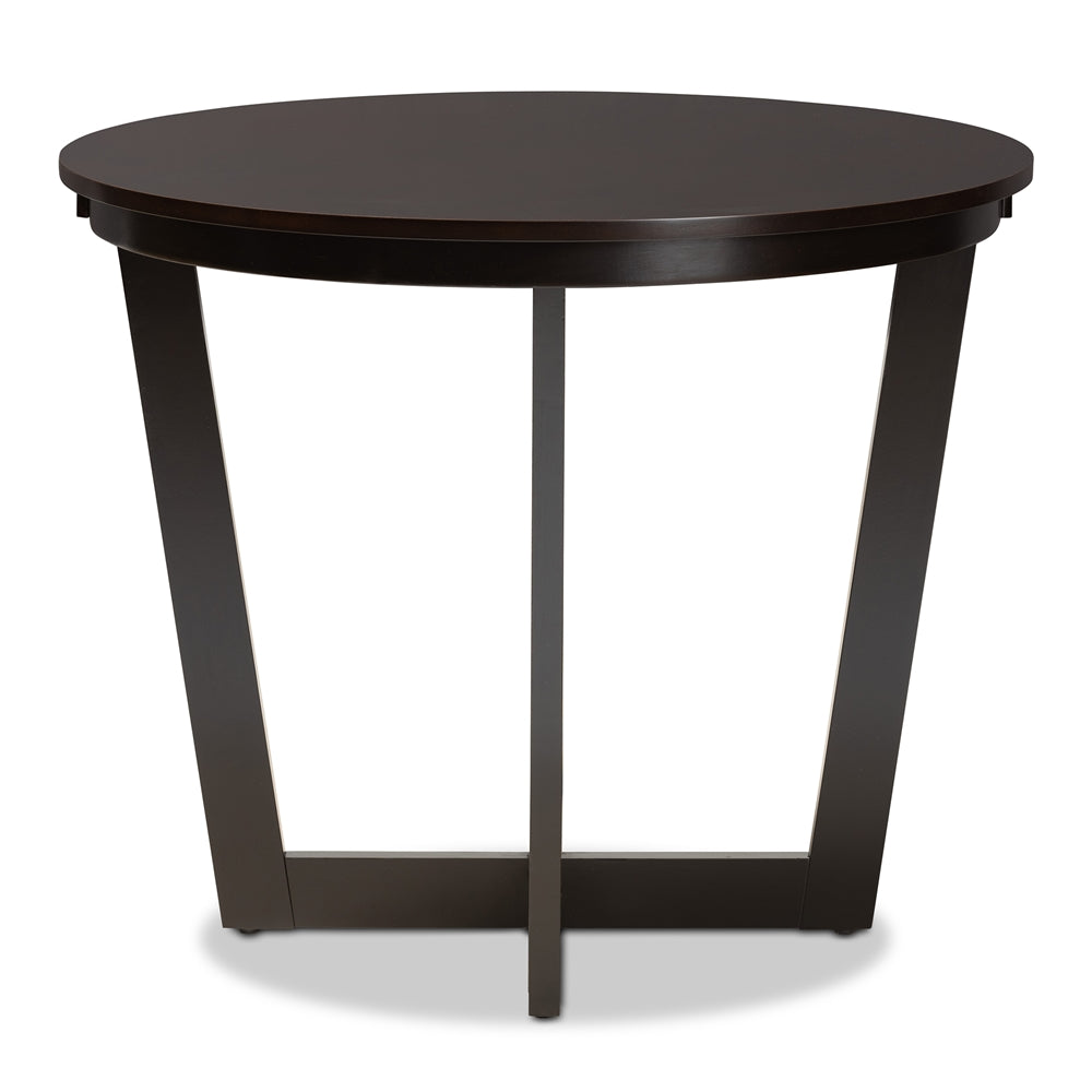 Alayna Modern and Contemporary Dark Brown Finished 35-Inch-Wide Round Wood Dining Table