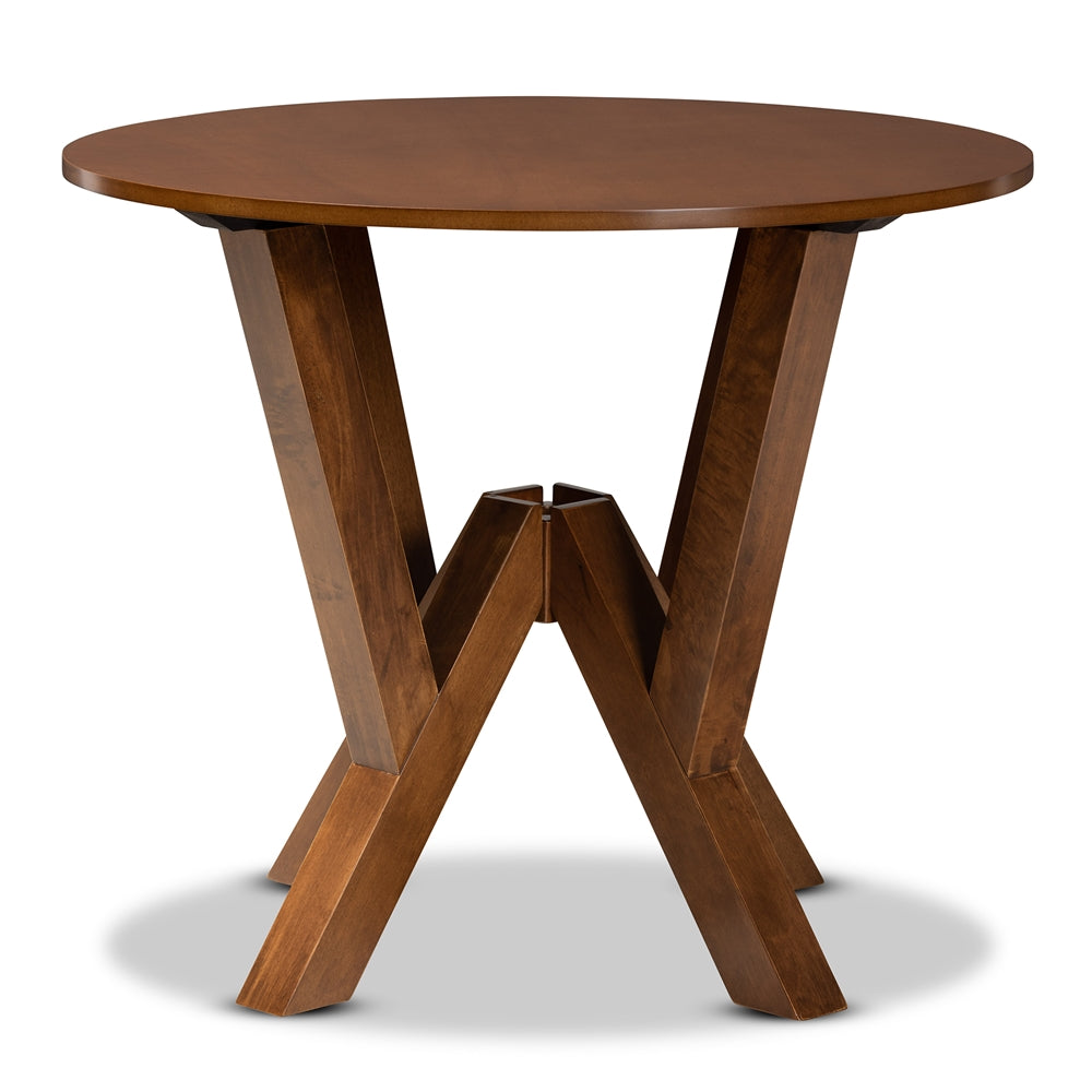 Irene Modern and Contemporary Walnut Brown Finished 35-Inch-Wide Round Wood Dining Table