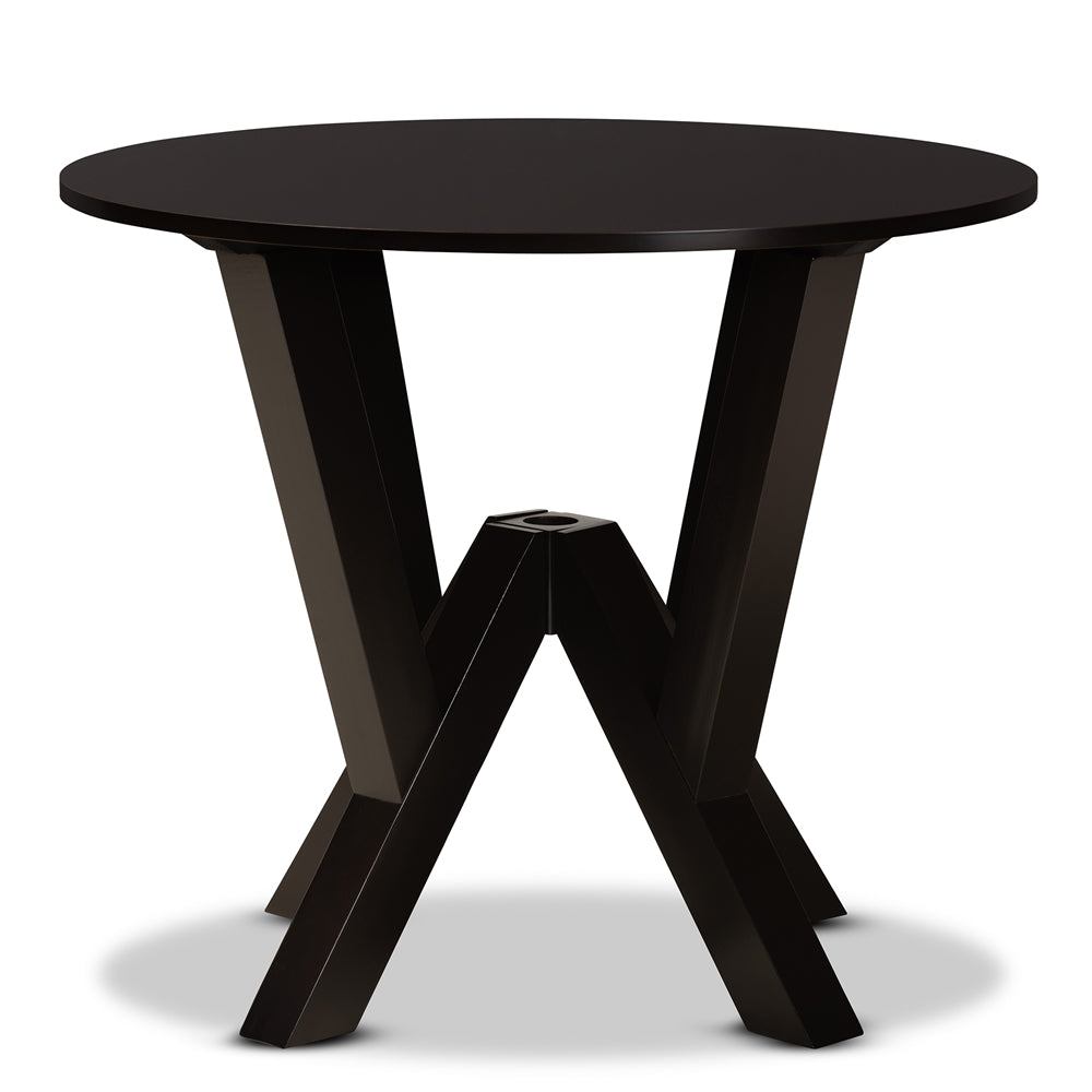Irene Modern and Contemporary Dark Brown Finished 35-Inch-Wide Round Wood Dining Table