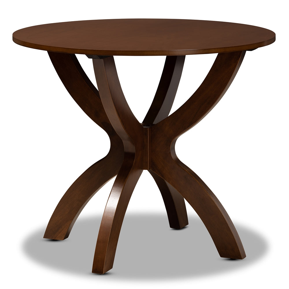 Tilde Modern and Contemporary Walnut Brown Finished 35-Inch-Wide Round Wood Dining Table