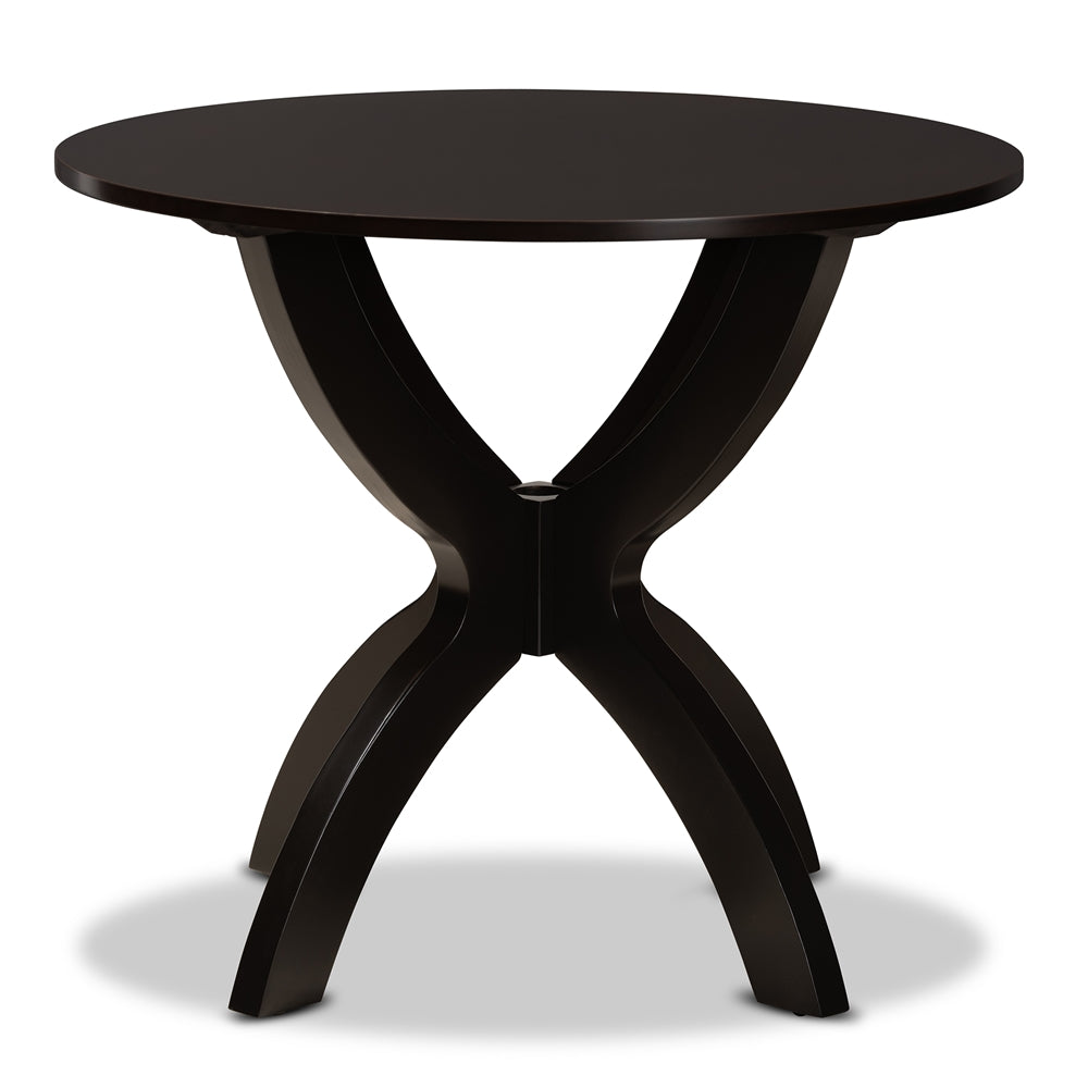 Tilde Modern and Contemporary Dark Brown Finished 35-Inch-Wide Round Wood Dining Table