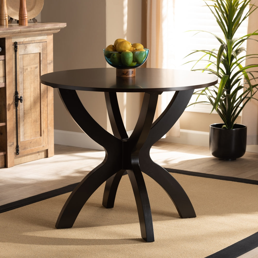Tilde Modern and Contemporary Dark Brown Finished 35-Inch-Wide Round Wood Dining Table