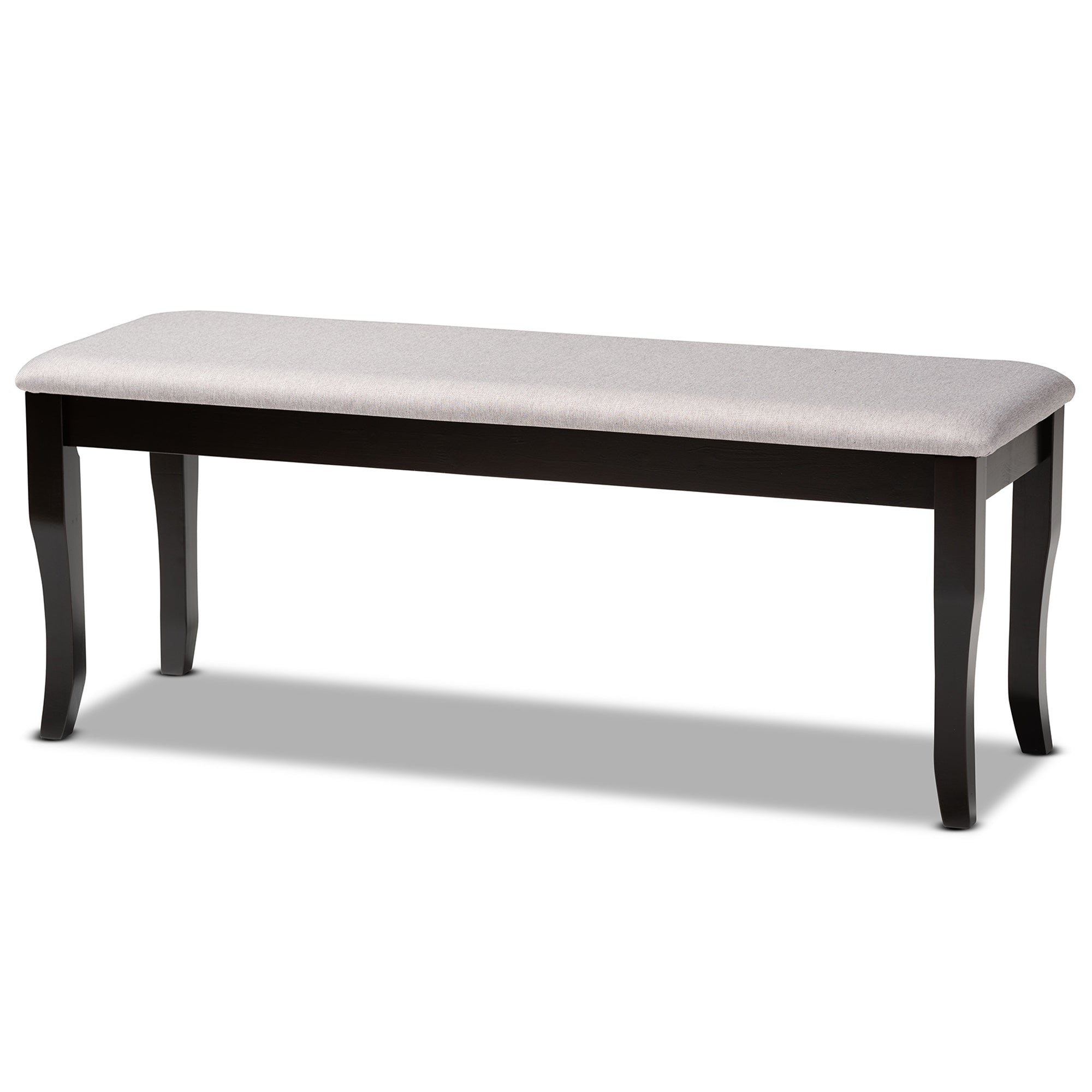 Cornelie Modern and Contemporary Transitional Grey Fabric Upholstered and Dark Brown Finished Wood Dining Bench