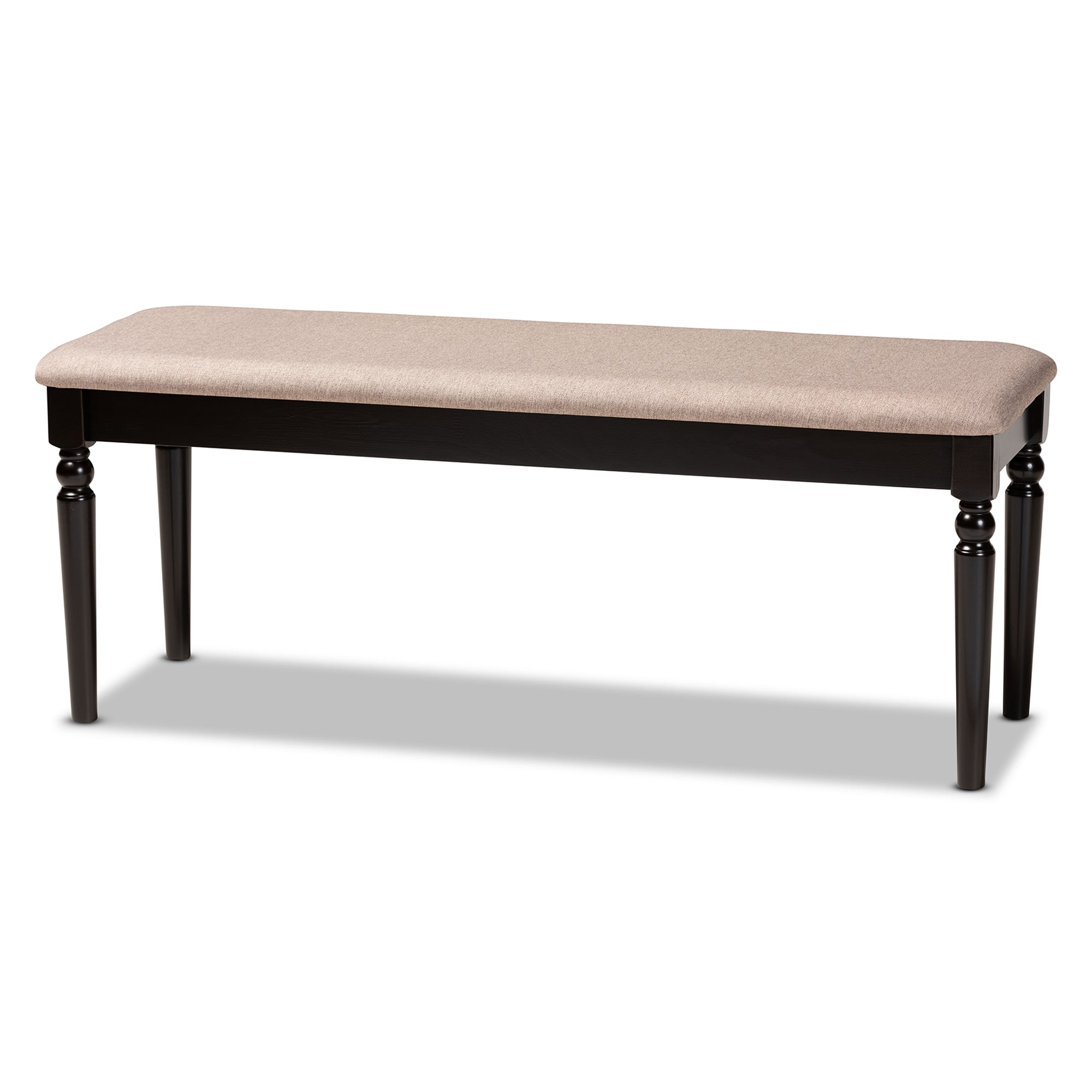 Baxton Studio Giovanni Modern and Contemporary Sand Fabric Upholstered and Dark Brown Finished Wood Dining Bench