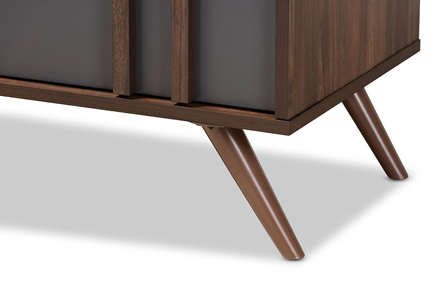 Naoki Modern and Contemporary Two-Tone Grey and Walnut Finished Wood 5-Drawer Bedroom Chest