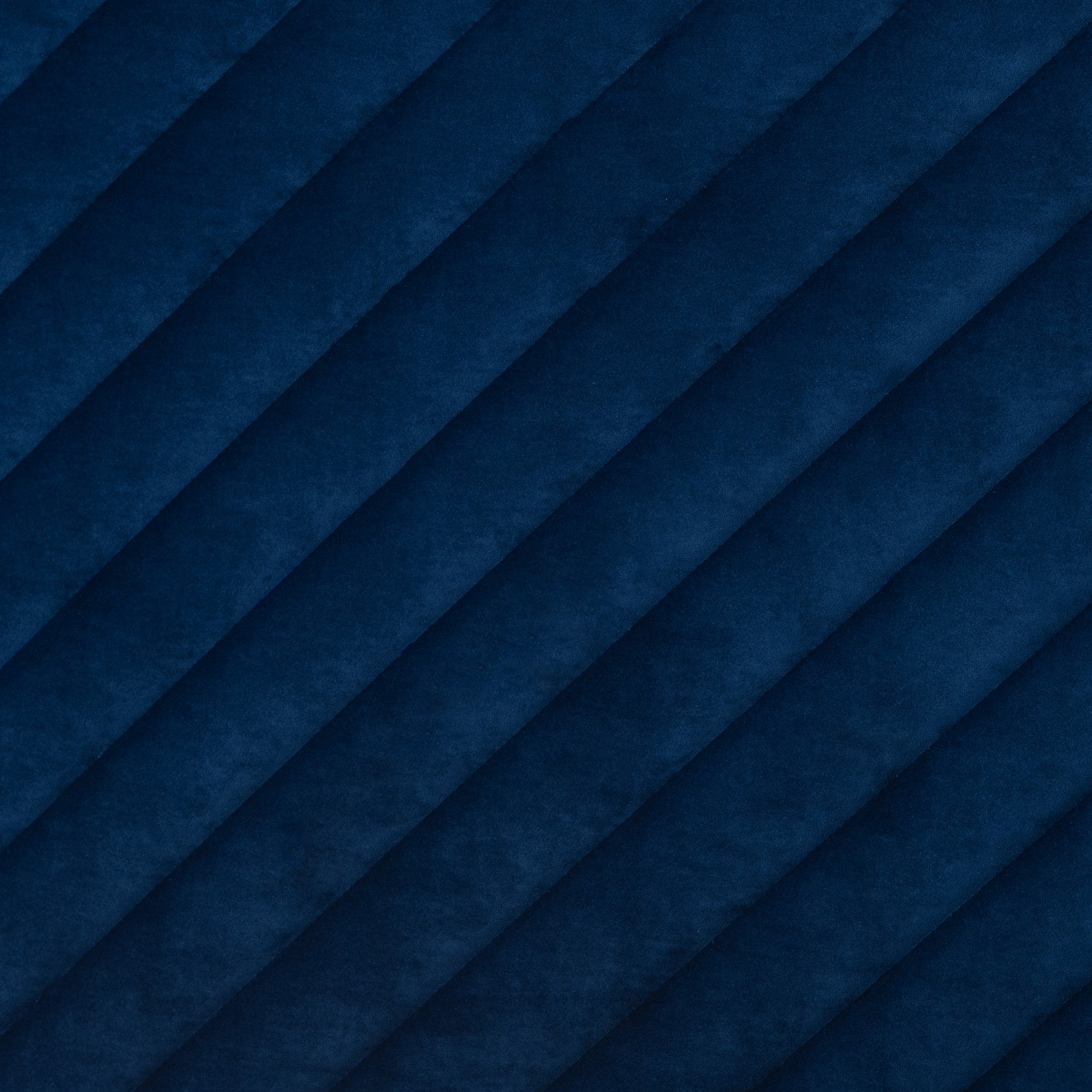 Fabrico Contemporary Queen Size Platform Bed Upholstered in Navy Blue Velvet Fabric with Gold Metal