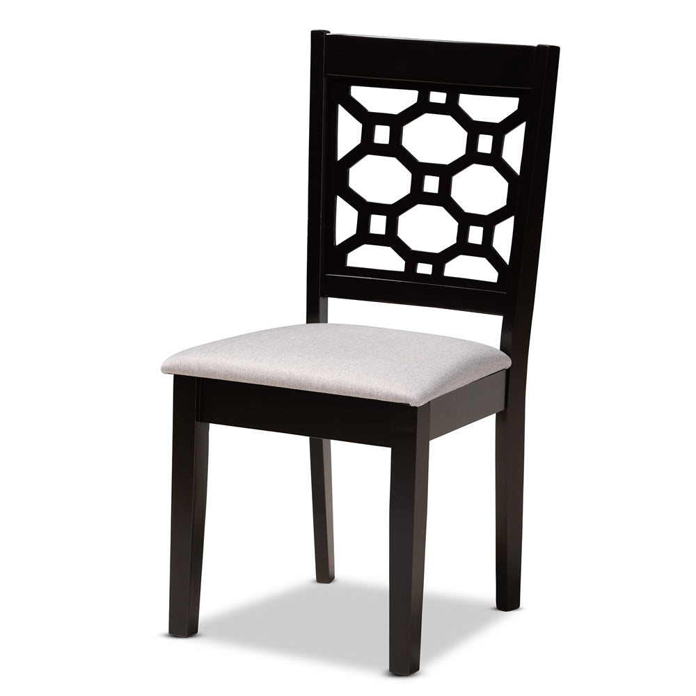 Gabriel Modern and Contemporary Grey Fabric Upholstered and Dark Brown Finished Wood 6-Piece Dining Set