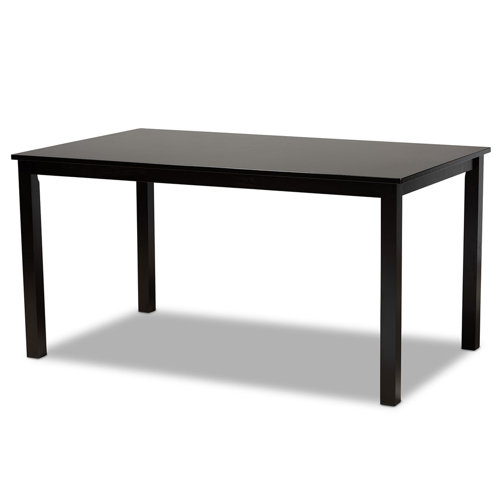 Gabriel Modern and Contemporary Sand Fabric Upholstered and Dark Brown Finished Wood 6-Piece Dining Set
