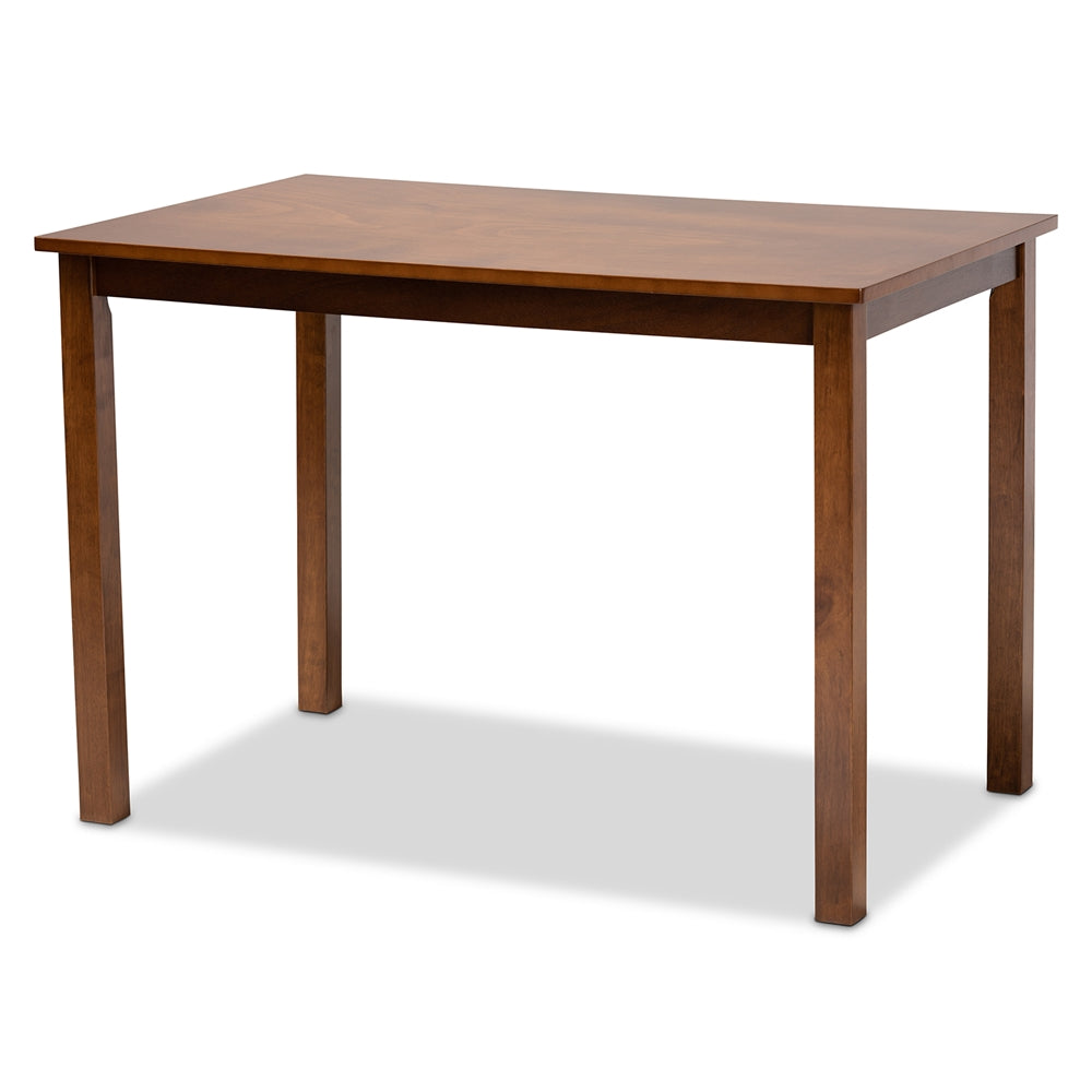 Henry Modern and Contemporary Grey Fabric Upholstered and Walnut Brown Finished Wood 5-Piece Dining Set