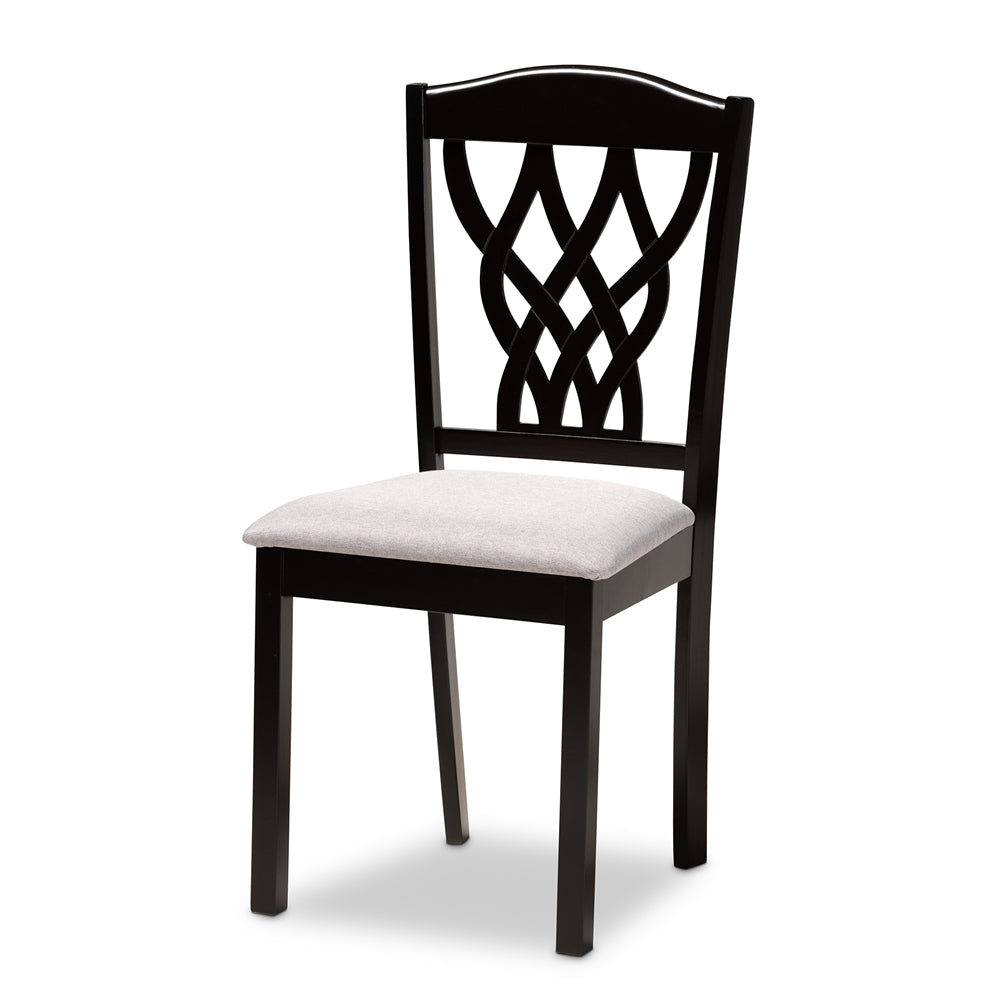 Salem Modern and Contemporary Grey Fabric Upholstered and Dark Brown Finished Wood 7-Piece Dining Set