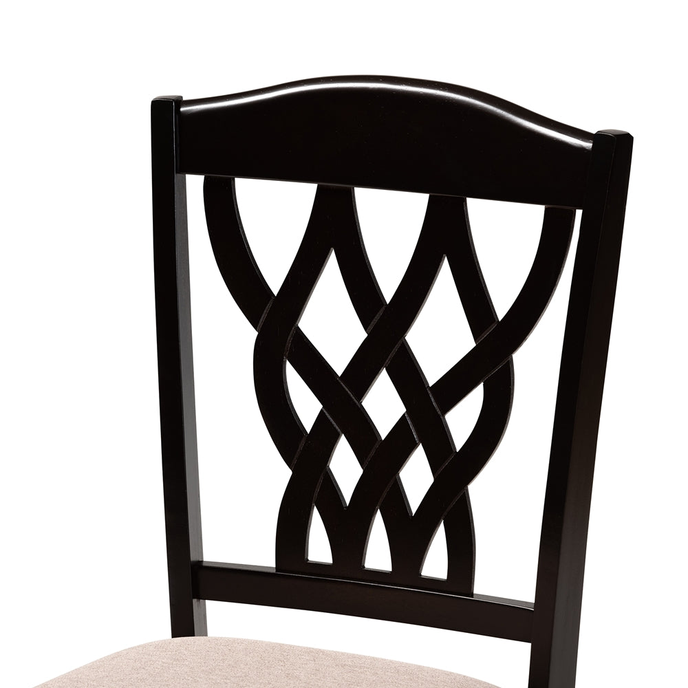 Salem Modern and Contemporary Sand Fabric Upholstered and Dark Brown Finished Wood 7-Piece Dining Set