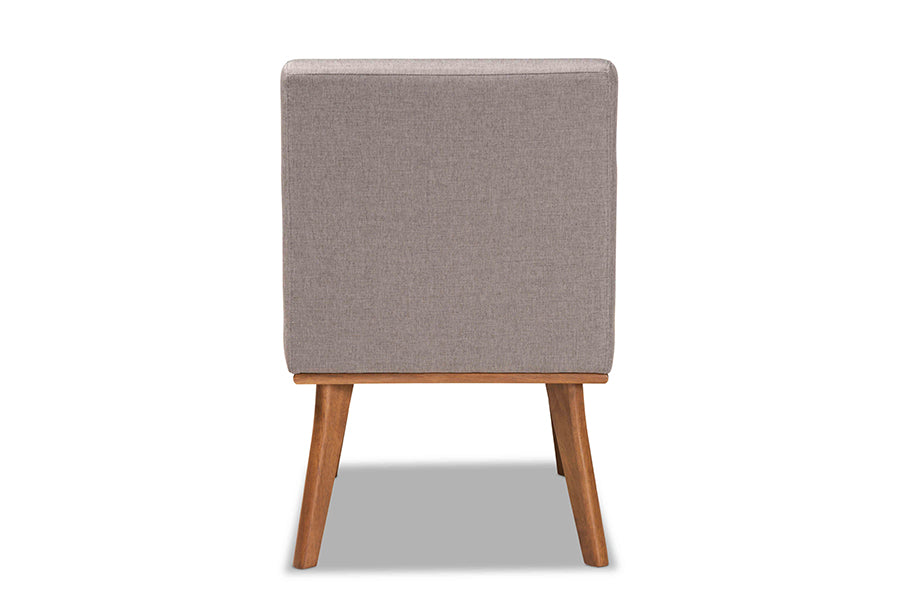 Odessa Mid-Century Modern Grey Fabric Upholstered and Walnut Brown Finished Wood Dining Chair