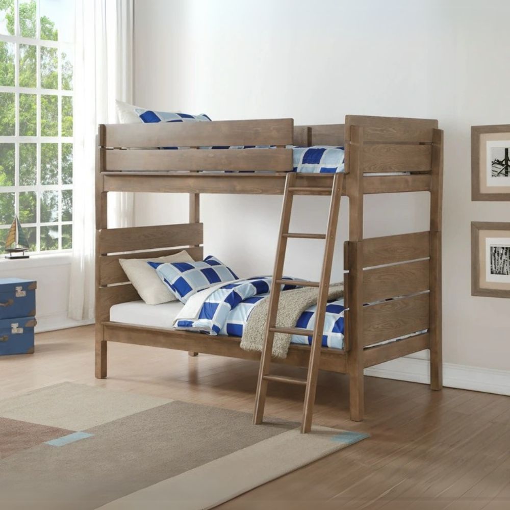 Albie Ranta T/T Wood Bunk Bed – Modern Teen Loft Style with Compact Design