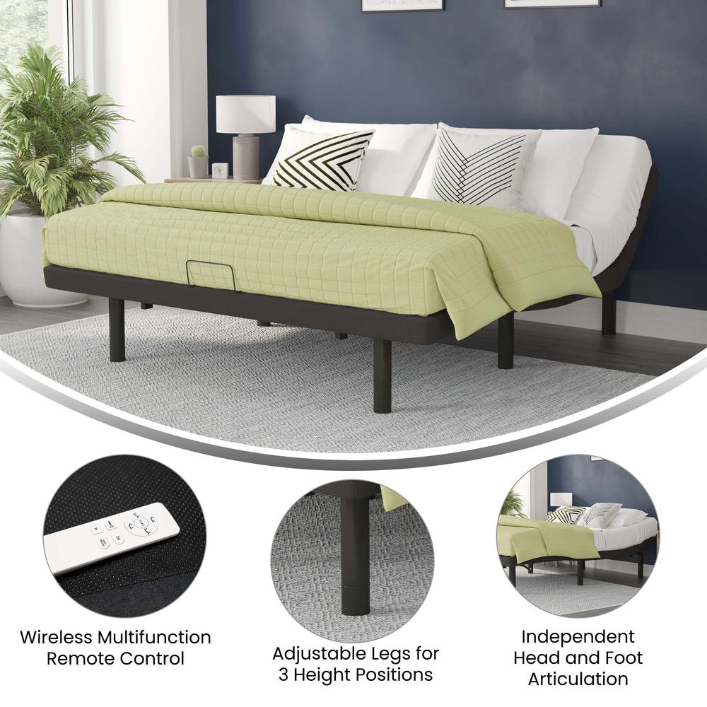 Wilfredo YetiMotion King Size Black Adjustable Upholstered Bed Frame – Ergonomic Dual Incline Design