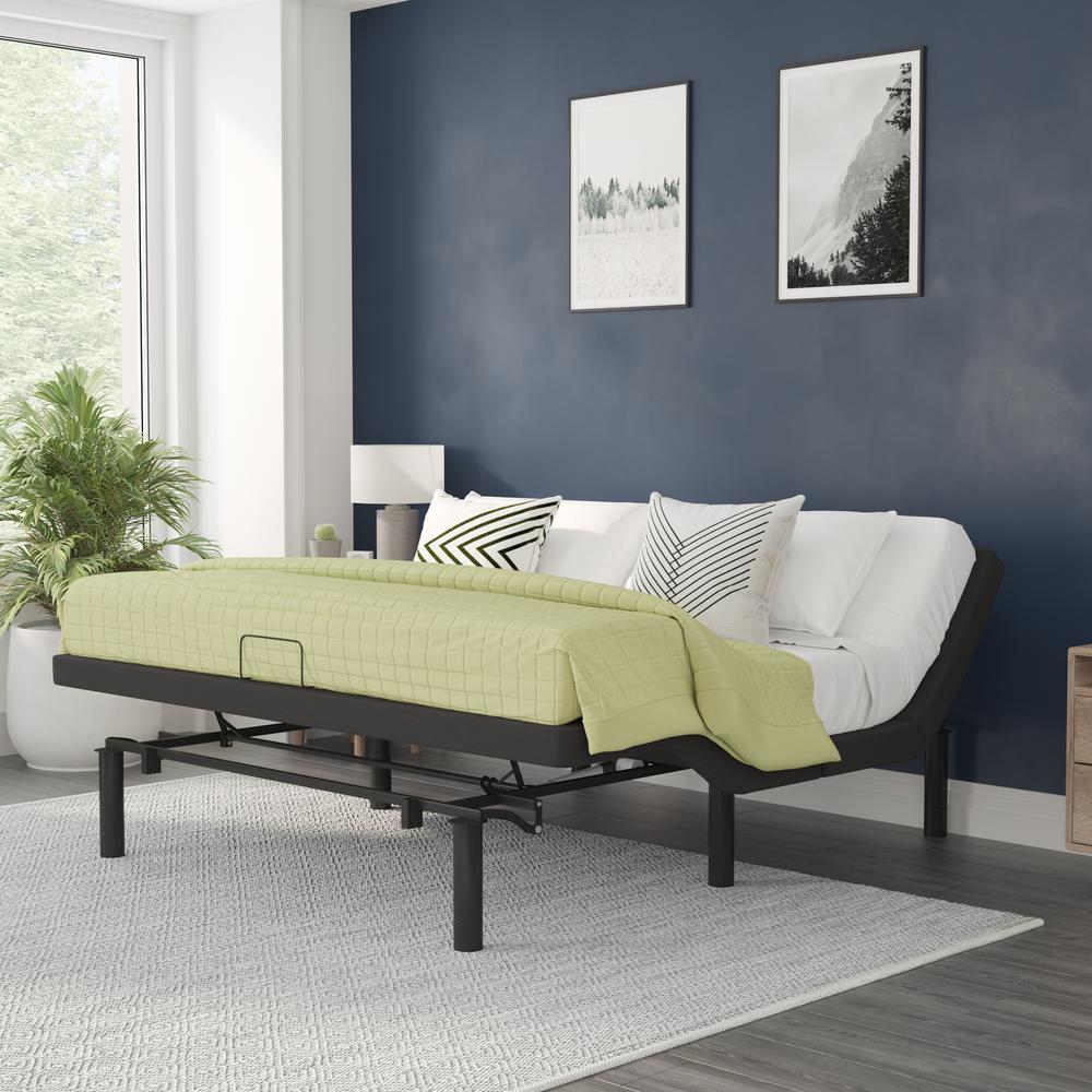 Wilfredo YetiMotion King Size Black Adjustable Upholstered Bed Frame – Ergonomic Dual Incline Design