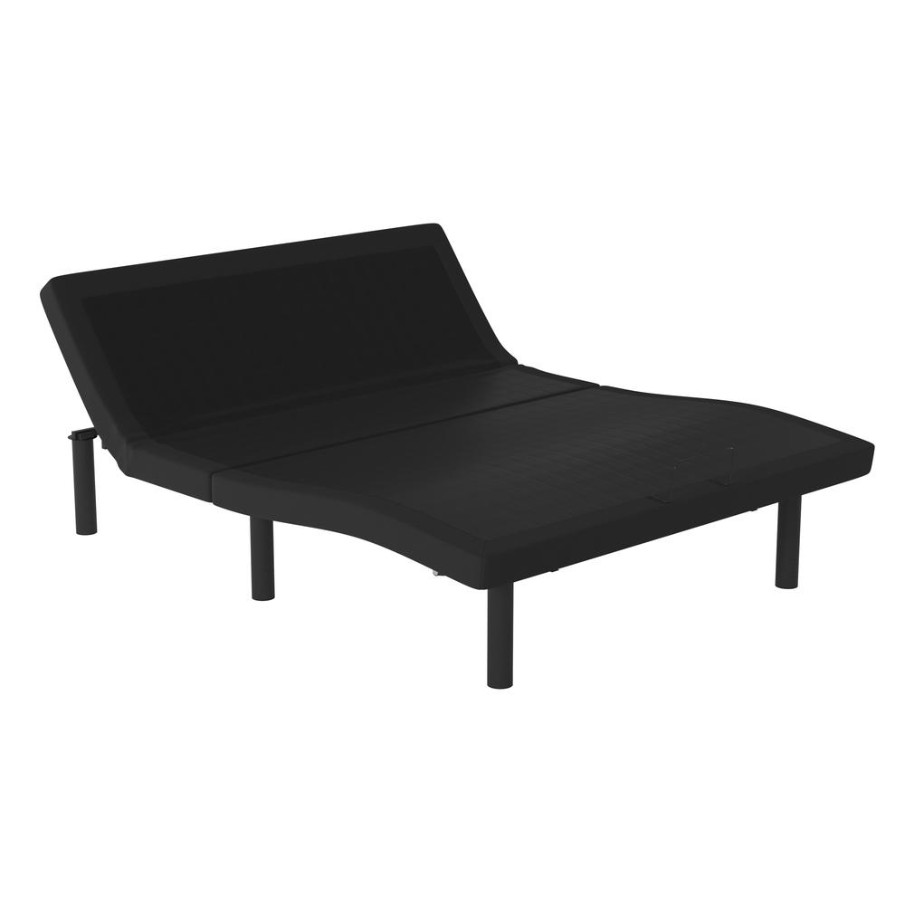 Azula ZenMotion Queen Black Upholstered Adjustable Bed Base – Modern Ergonomic with Head & Foot Incline