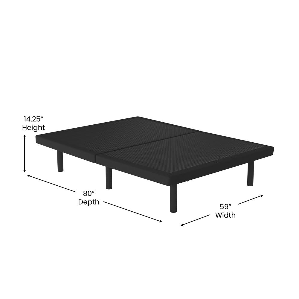 Azula ZenMotion Queen Black Upholstered Adjustable Bed Base – Modern Ergonomic with Head & Foot Incline