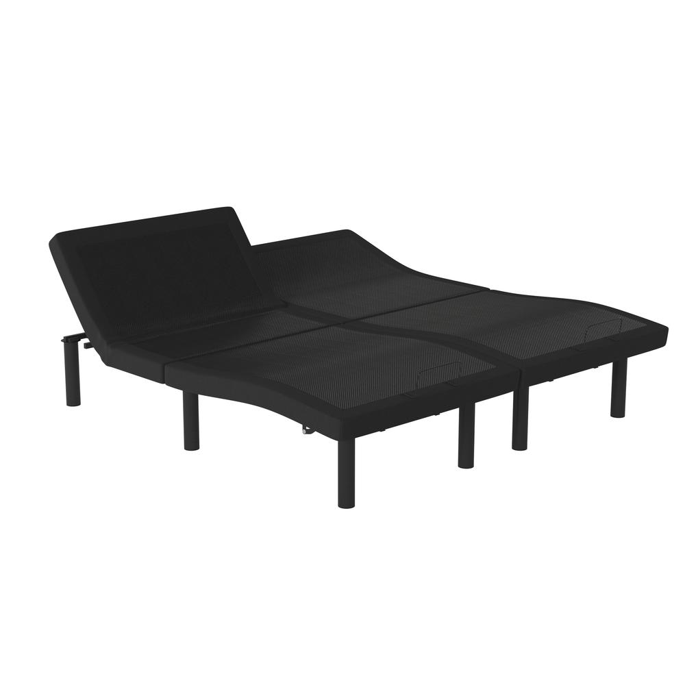Jada EverRest Split King Black Adjustable Bed Base – Ergonomic Upholstered Frame with Dual Motor