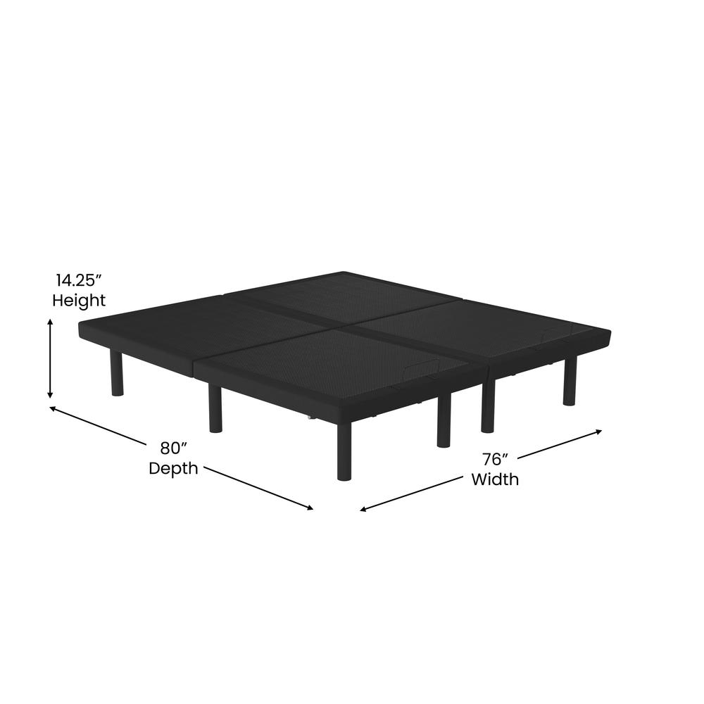 Jada EverRest Split King Black Adjustable Bed Base – Ergonomic Upholstered Frame with Dual Motor