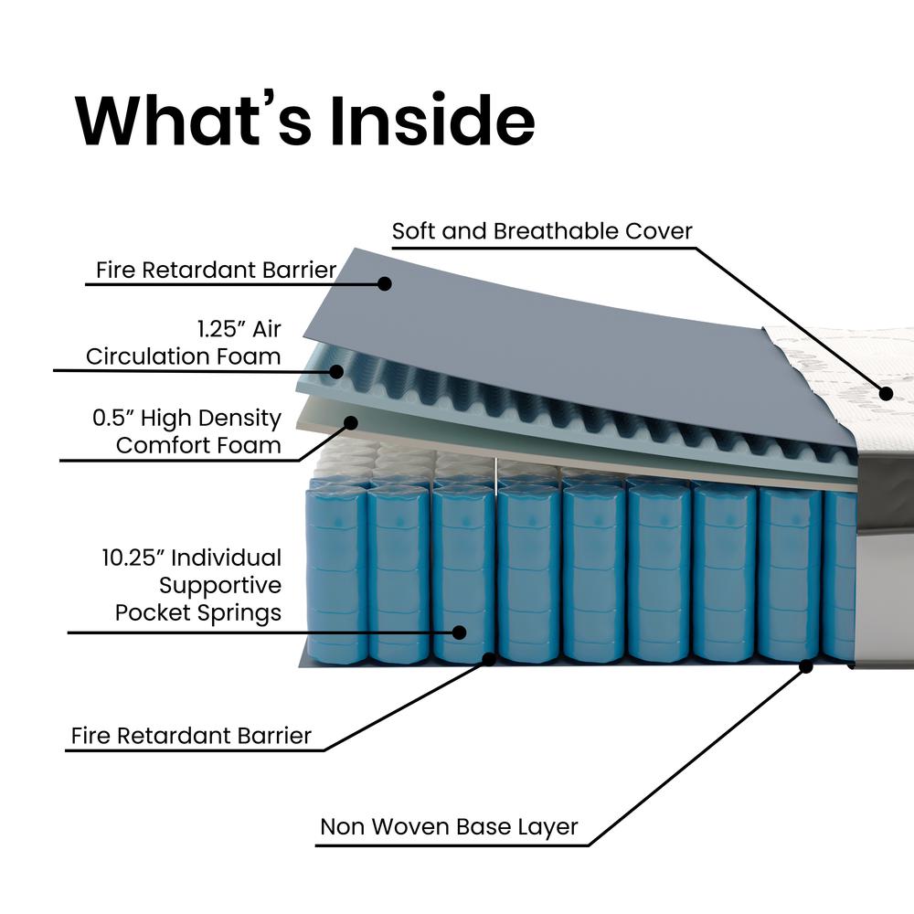 Eldrick EverRest King 12-Inch Hybrid Mattress – Medium Firm Support with Pocket Springs
