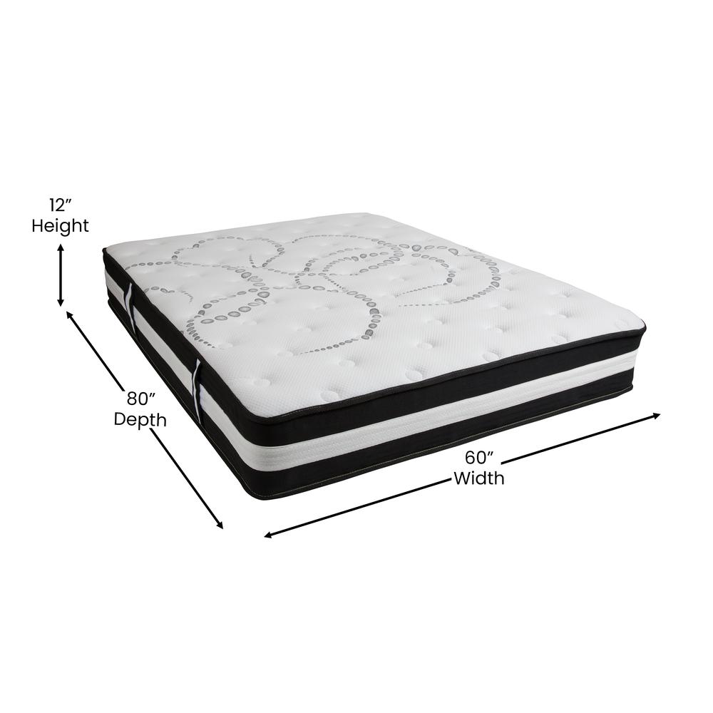 Nurem Aurora Collection 12-Inch Queen Hybrid Mattress – Pocket Spring Comfort, Boxed Delivery