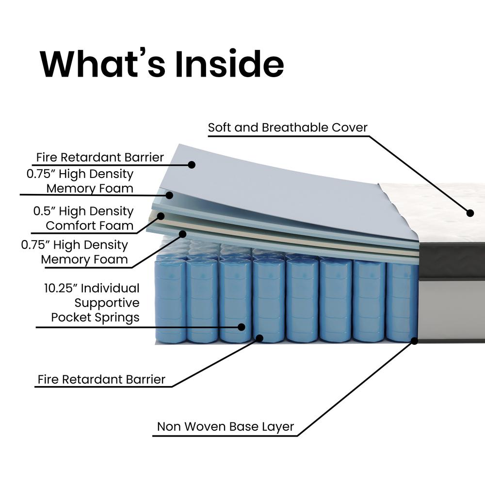 Helley EverRest King Memory Foam Mattress – 12" Hybrid Design with Pocket Springs, Bed-in-a-Box