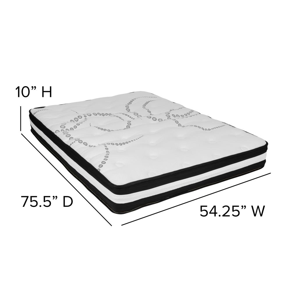 Udon Aurora Full Size Mattress Bundle – 10" Foam & Spring Hybrid with 2" Gel Memory Foam Comfort Topper