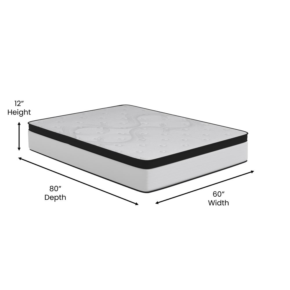 Branwen Yeti Comfort 12-Inch Queen Hybrid Mattress – Firm Feel, Pocket Springs, Mattress in a Box