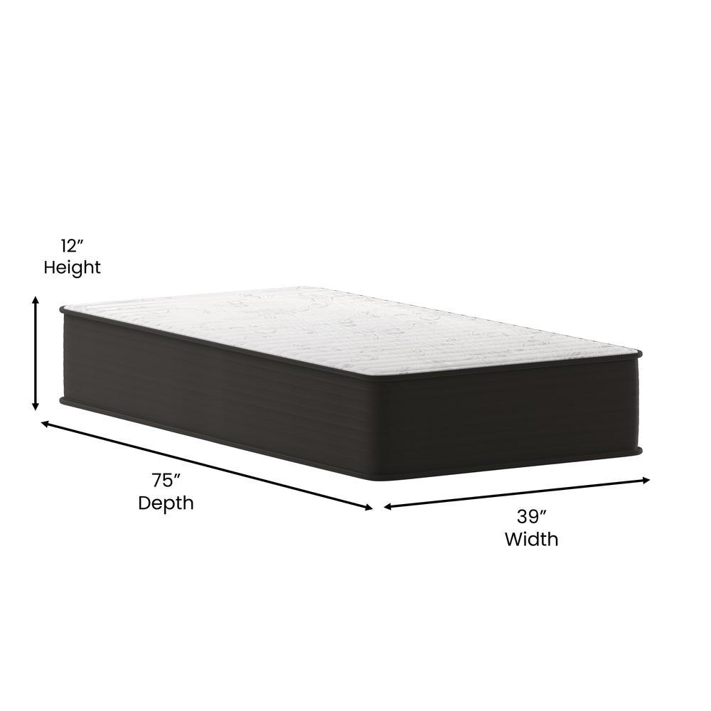 Shafa Summit 12" Twin White Hybrid Mattress – Foam & Pocket Springs