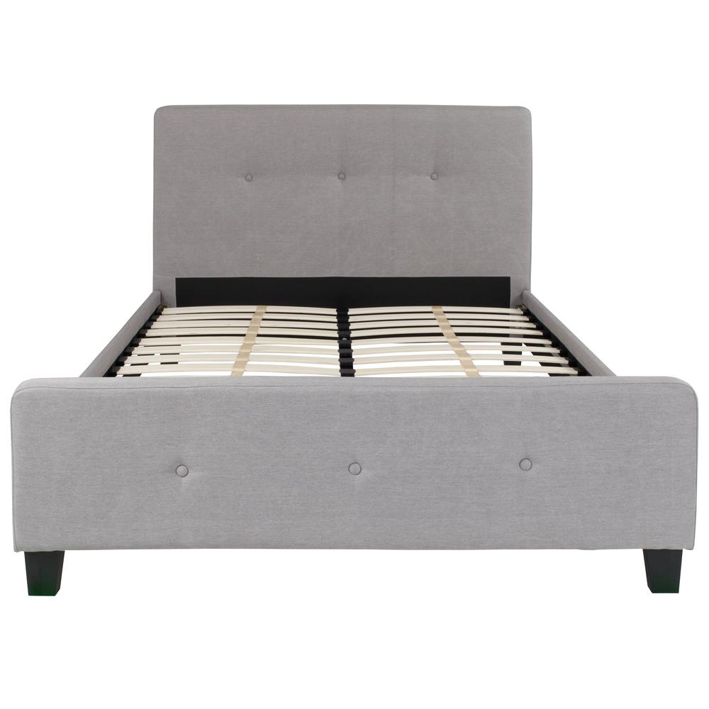 Karik Elsa Full Beige Fabric Upholstered Platform Bed – Tufted Headboard, Slat Support