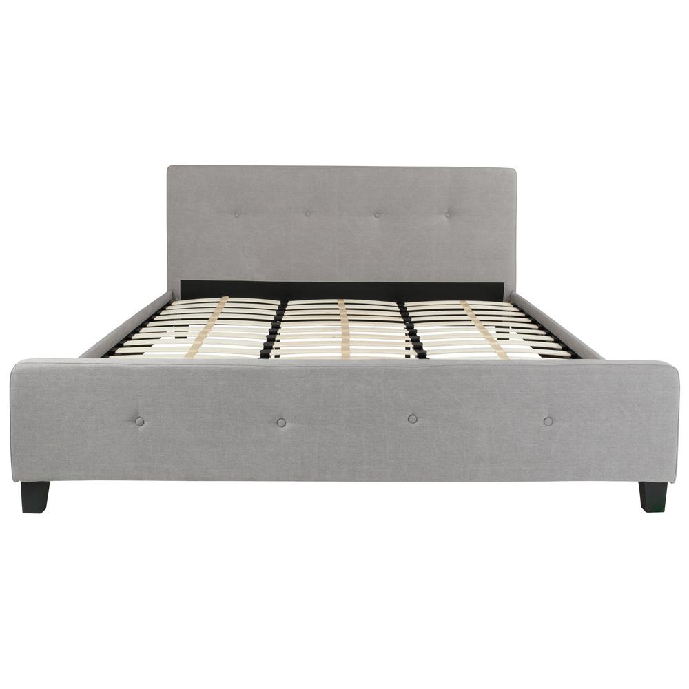 King Size Tufted Upholstered Platform Bed in Black Fabric