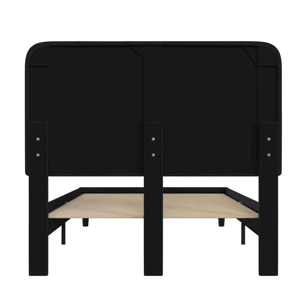 Charcoal Full Fabric Upholstered Platform Bed - Headboard with Rounded Edges