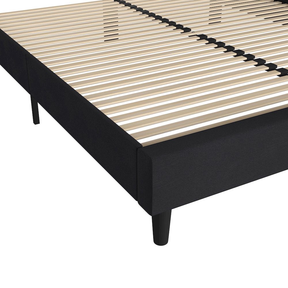 Addison Charcoal King Fabric Upholstered Platform Bed - Headboard with Rounded Edges - No Box Spring or Foundation Needed