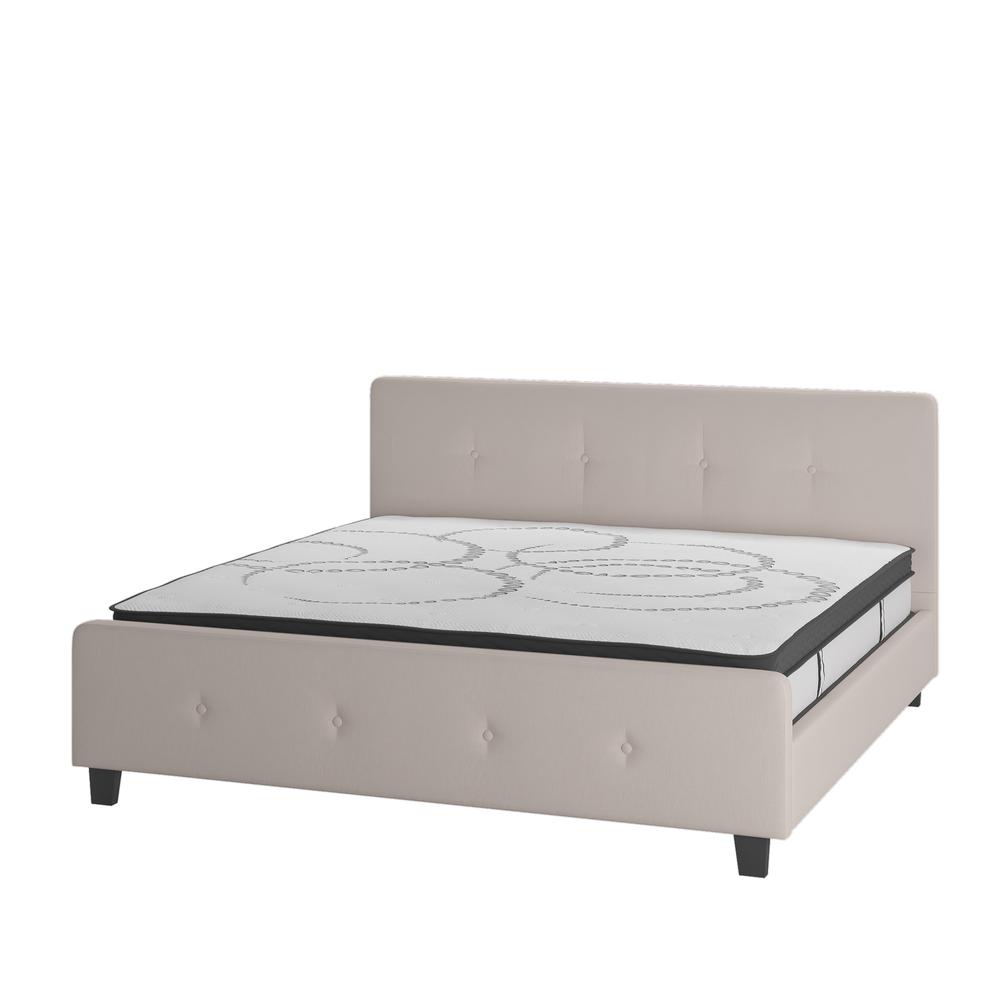 Vanessa King Size Tufted Upholstered Platform Bed in Black Fabric