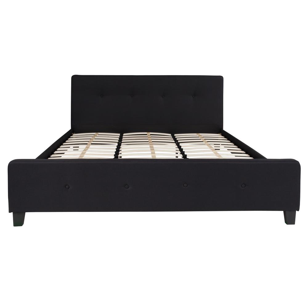 Vanessa King Size Tufted Upholstered Platform Bed in Black Fabric
