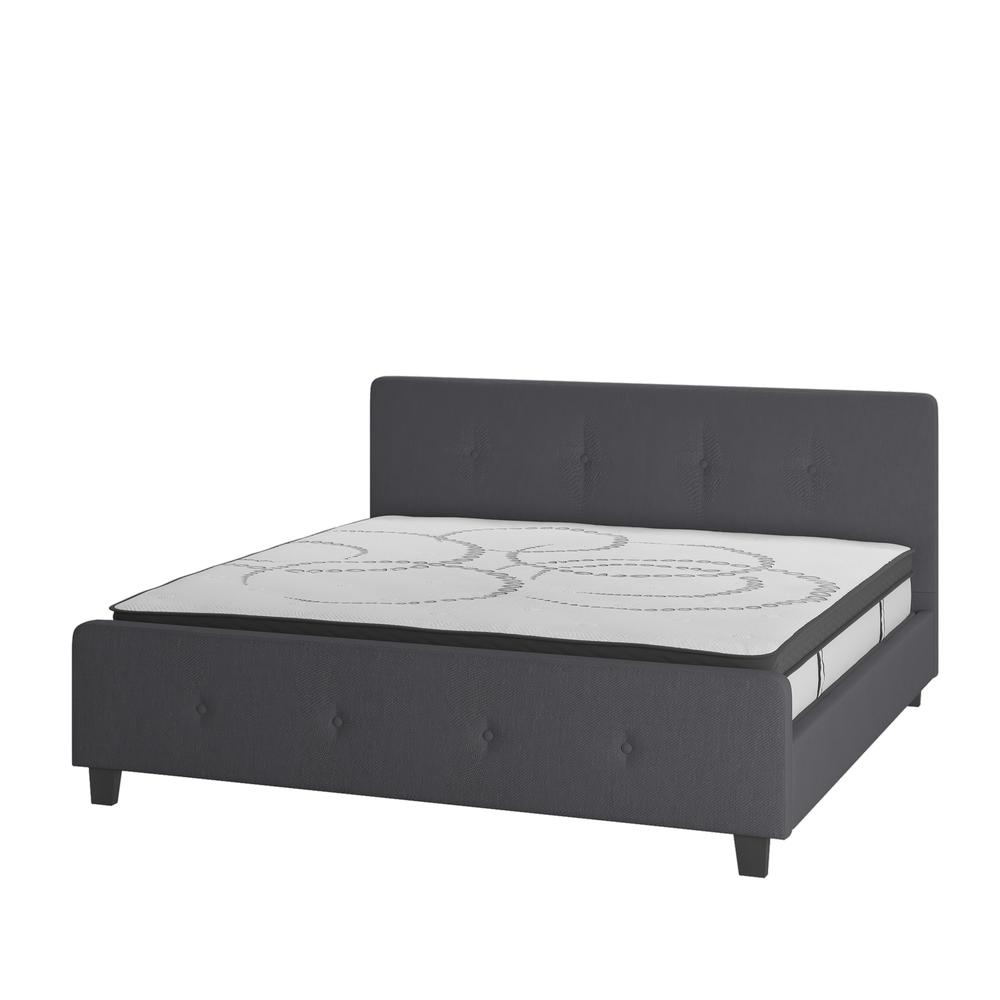 Vanessa King Size Tufted Upholstered Platform Bed in Black Fabric