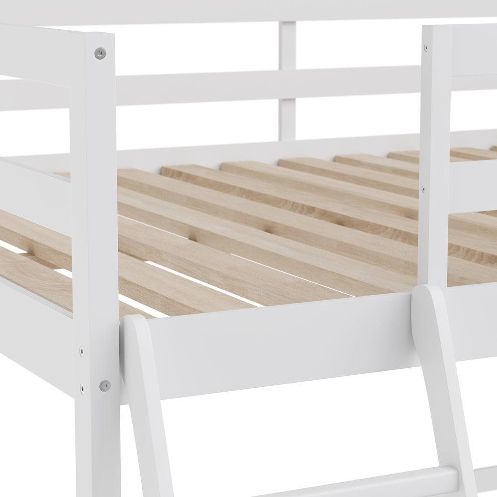 Riley Loft Bed Frame with Desk, Twin Size Wooden Bed Frame