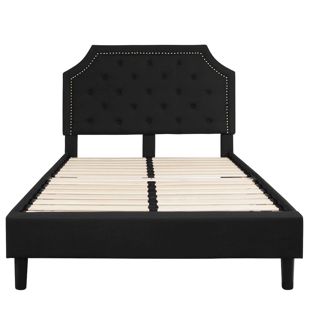 Brighton Full Size Tufted Upholstered Platform Bed in Black Fabric