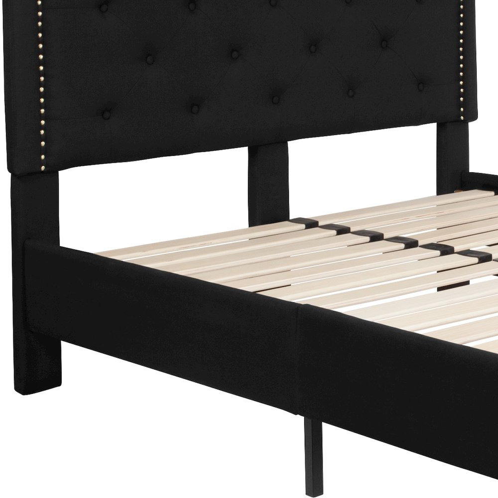 Brighton Full Size Tufted Upholstered Platform Bed in Black Fabric