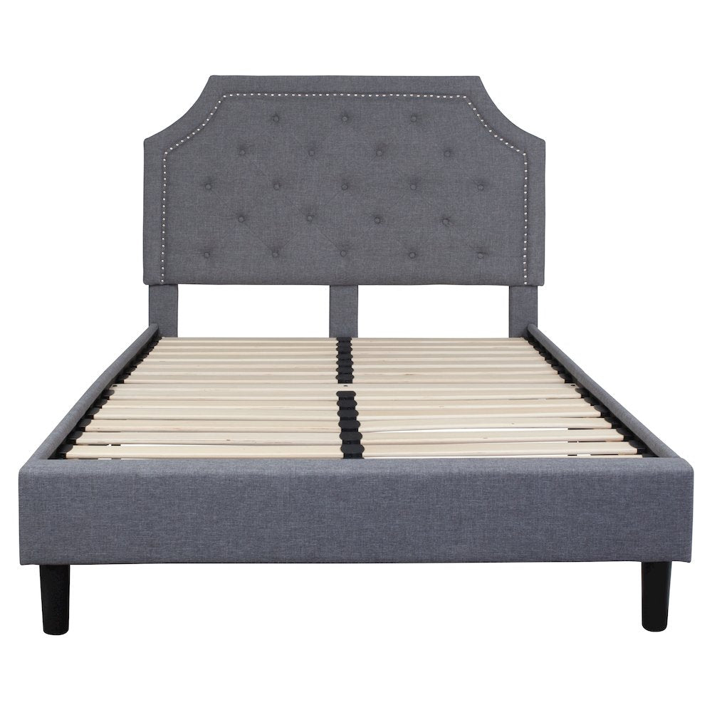 Brighton Full Size Tufted Upholstered Platform Bed in Light Gray Fabric