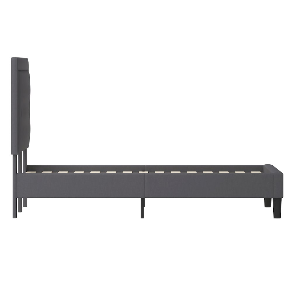 Roxbury King Size Tufted Upholstered Platform Bed in Dark Gray Fabric