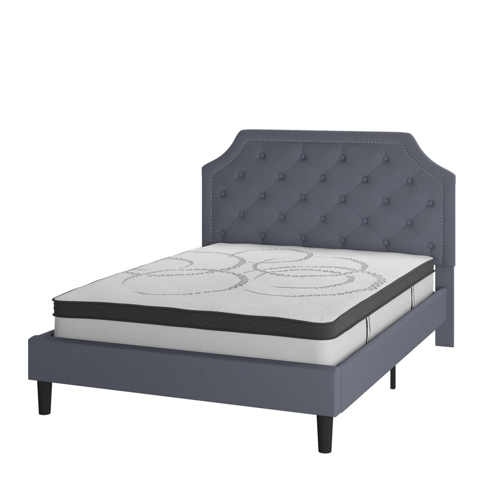 Janis Queen Size Tufted Upholstered Platform Bed in Dark Grey Fabric