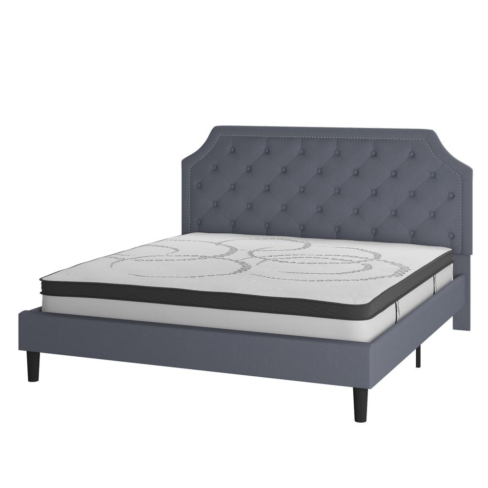 Janis King Size Tufted Upholstered Platform Bed in Black Fabric