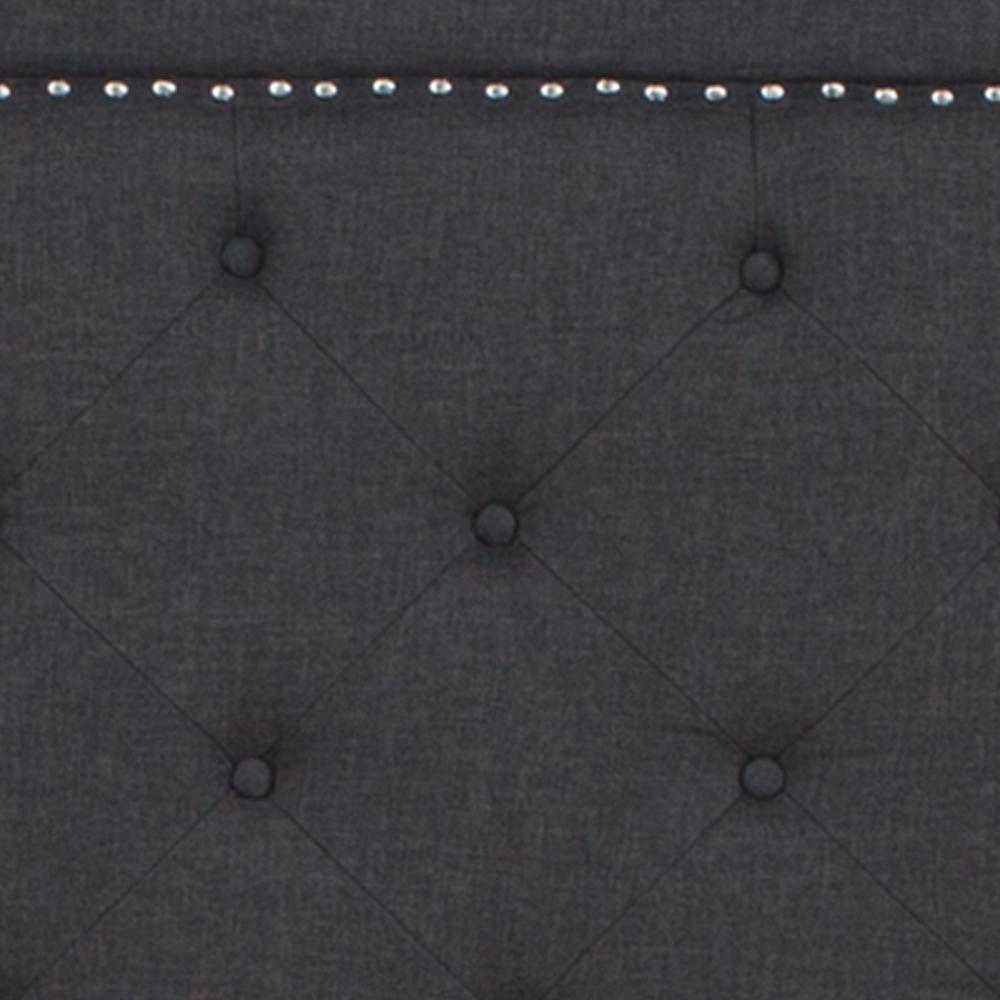 Janis Queen Size Tufted Upholstered Platform Bed in Dark Grey Fabric